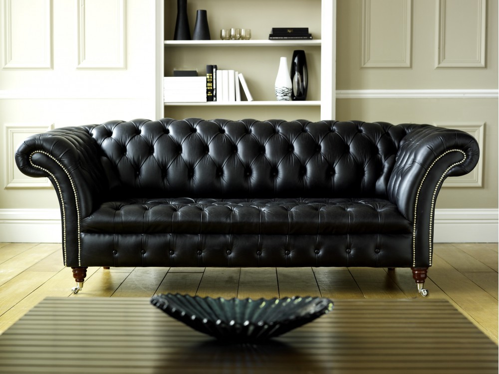 types of black leather sofa