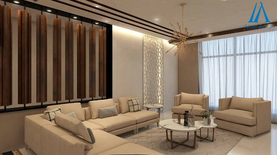 3 Modern Living Room Design Concepts by AmerAdnan Associates